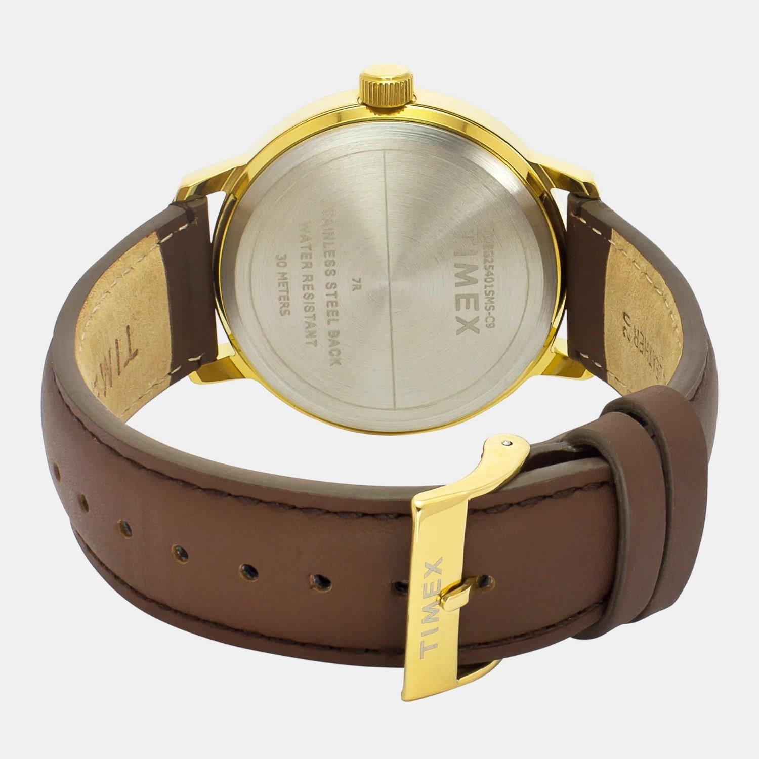 Timex Fashion Men Quartz White Dial Analog Leather Watch TWEG25401 - view 4