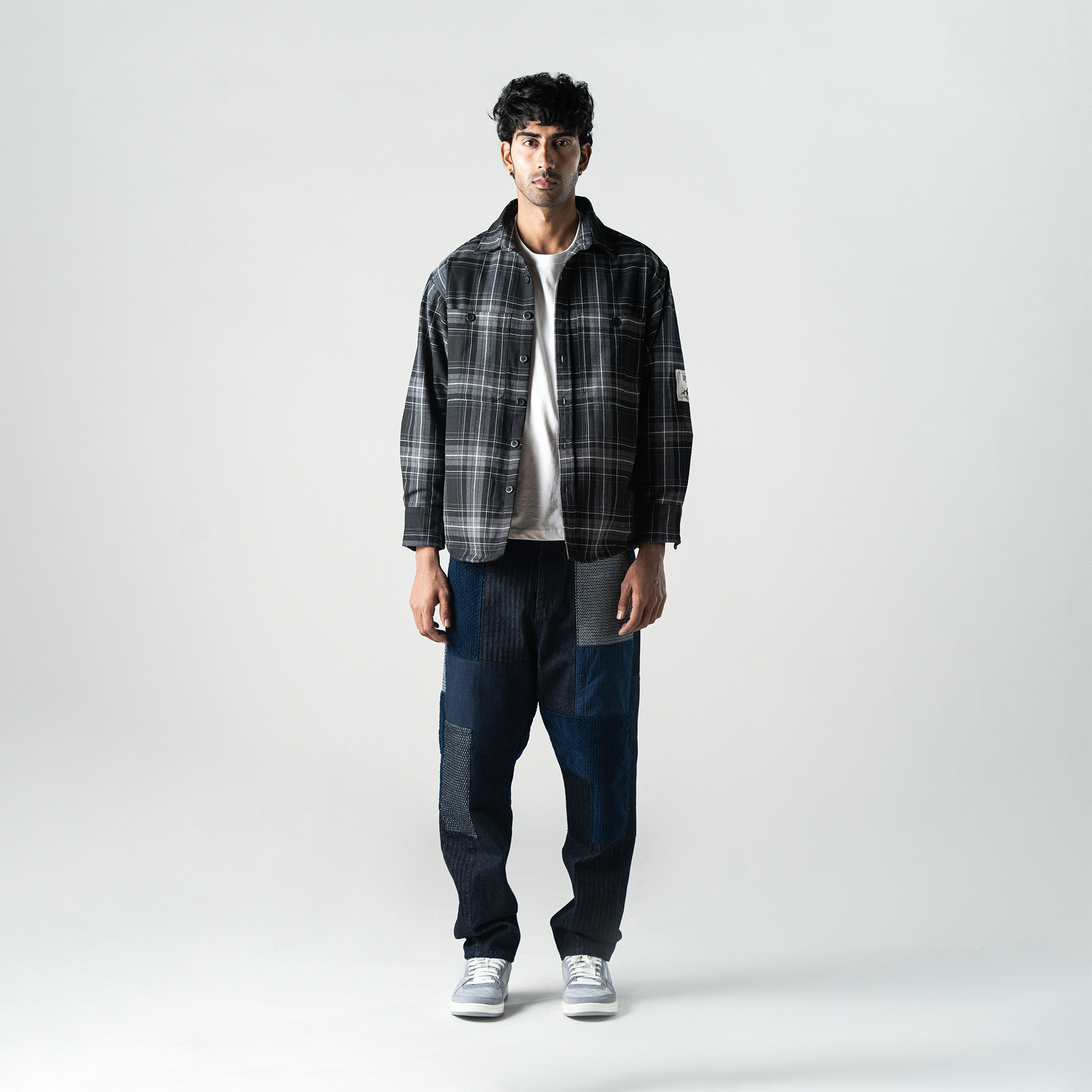 Superkicks | EMBROIDERED FLANNEL SHIRT { GREY/BLACK - view 2