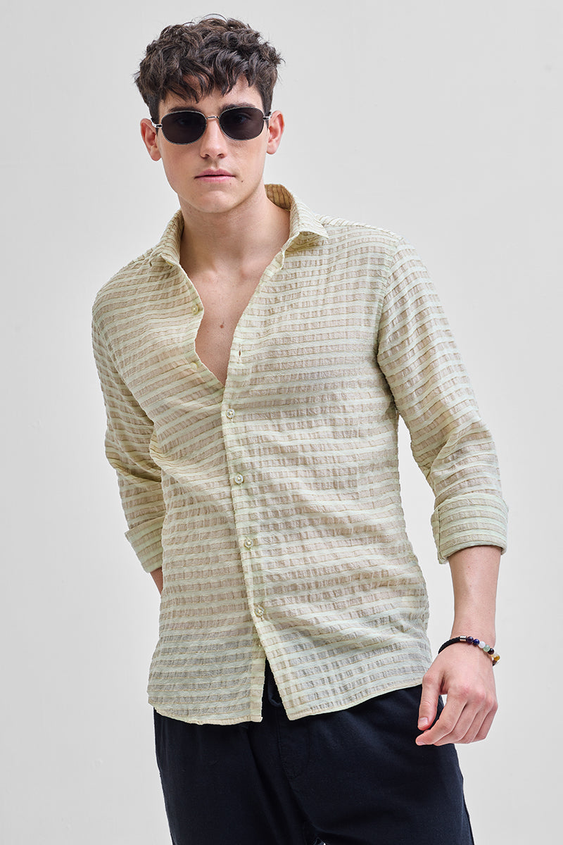 SNITCH Beige Textured Stripes Shirt