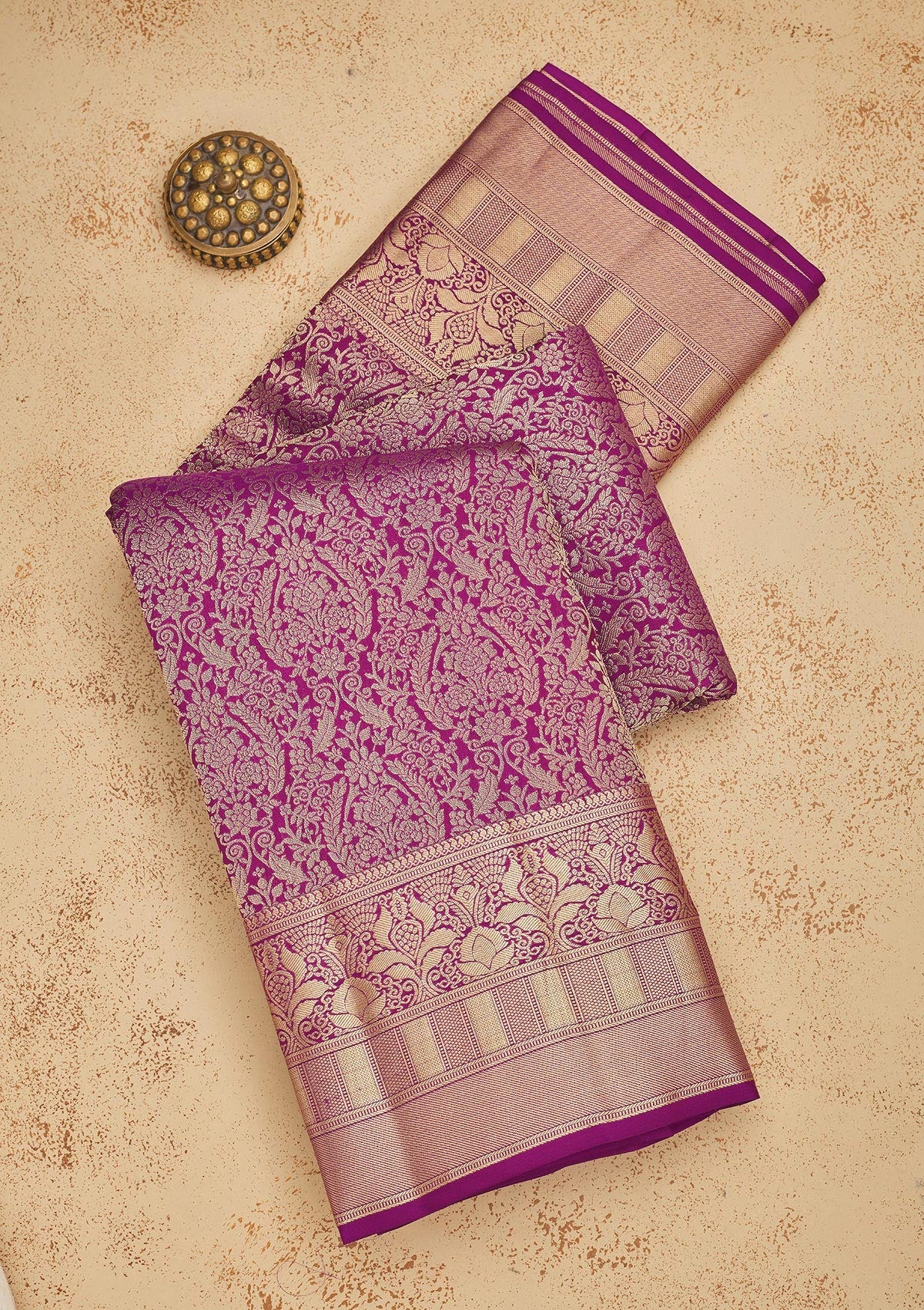 Koskii Purple Zariwork Pure Silk Saree – Women's