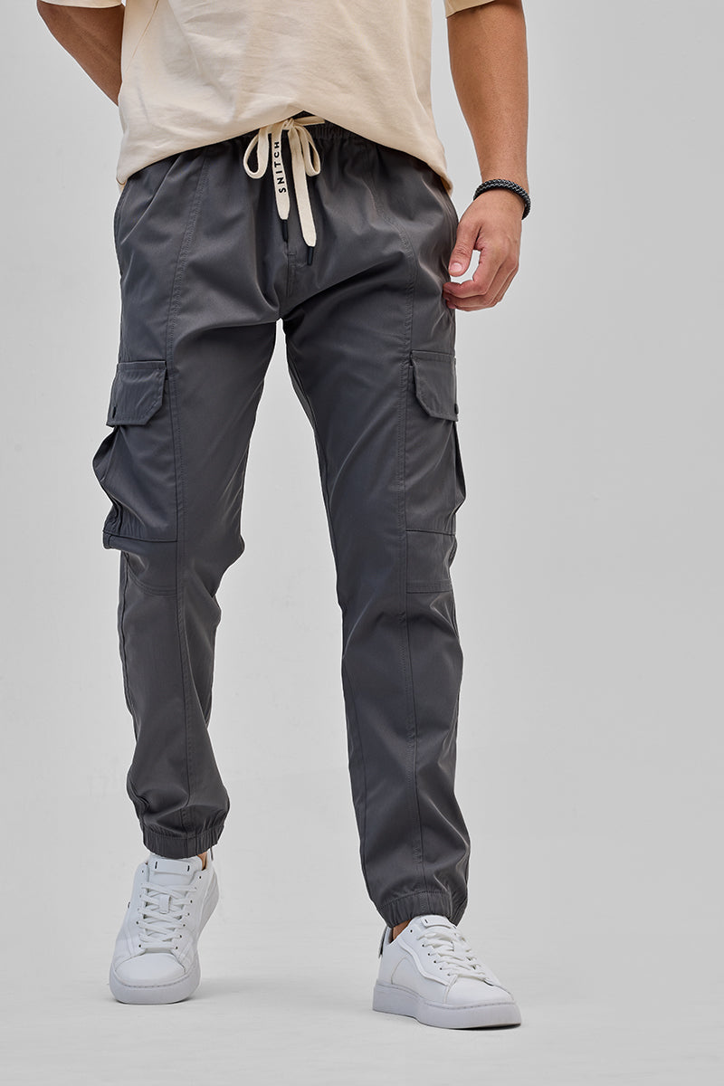 SNITCH Grey 5 Pockets Slim Fit Joggers