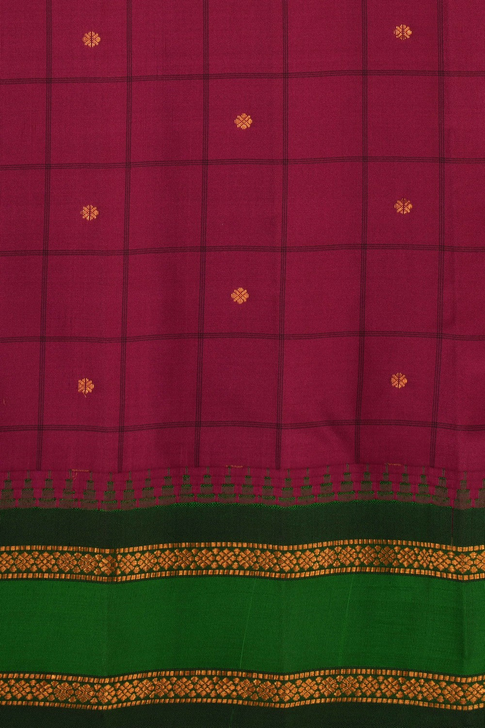 Kalanjali Gadwal Silk Plum-Pink Kattam Saree – Women's - view 2