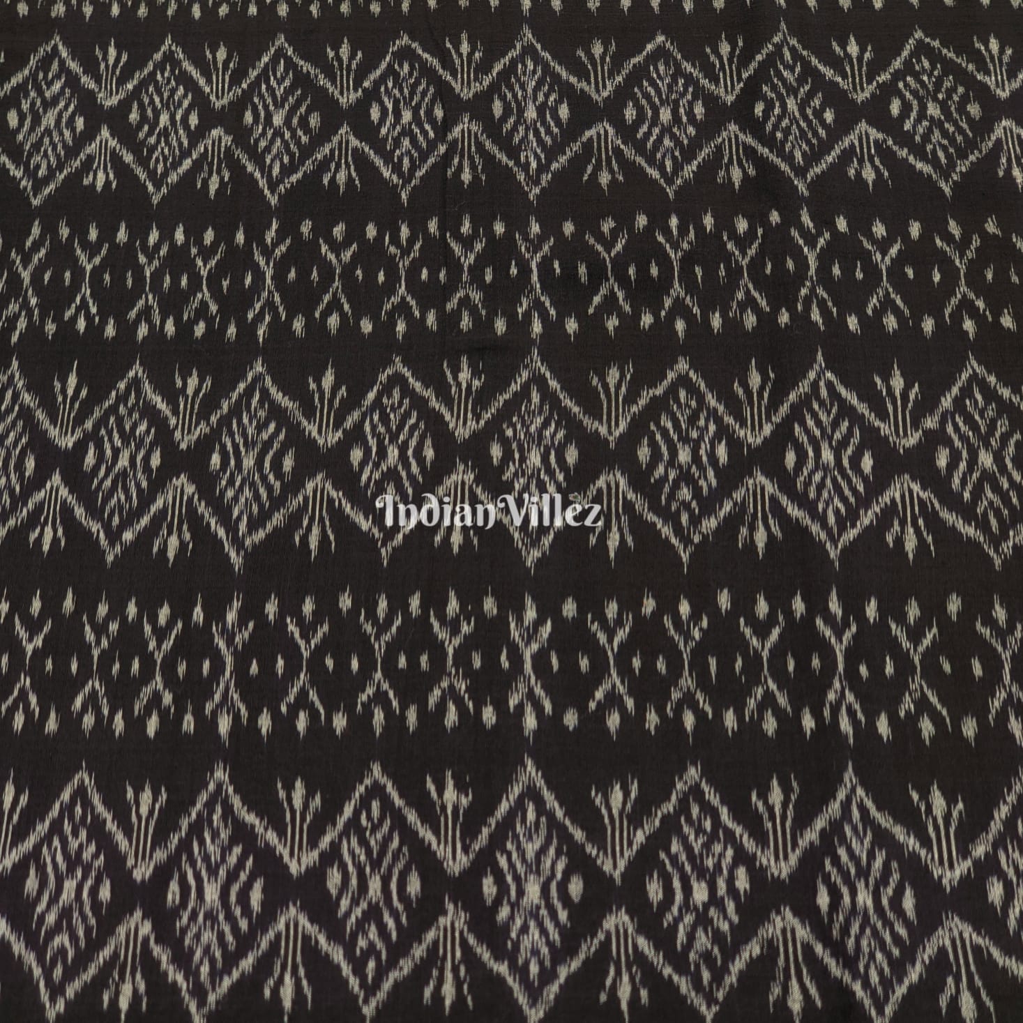 IndianVillèz Black Sambalpuri Ikat Cotton Fabric - view 2