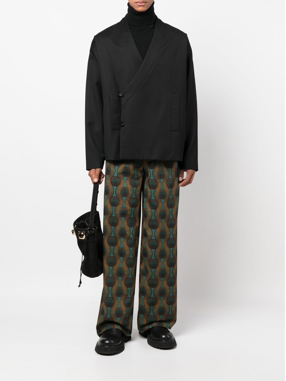 Ozwald Boateng Elastic waist printed cotton trousers - view 3