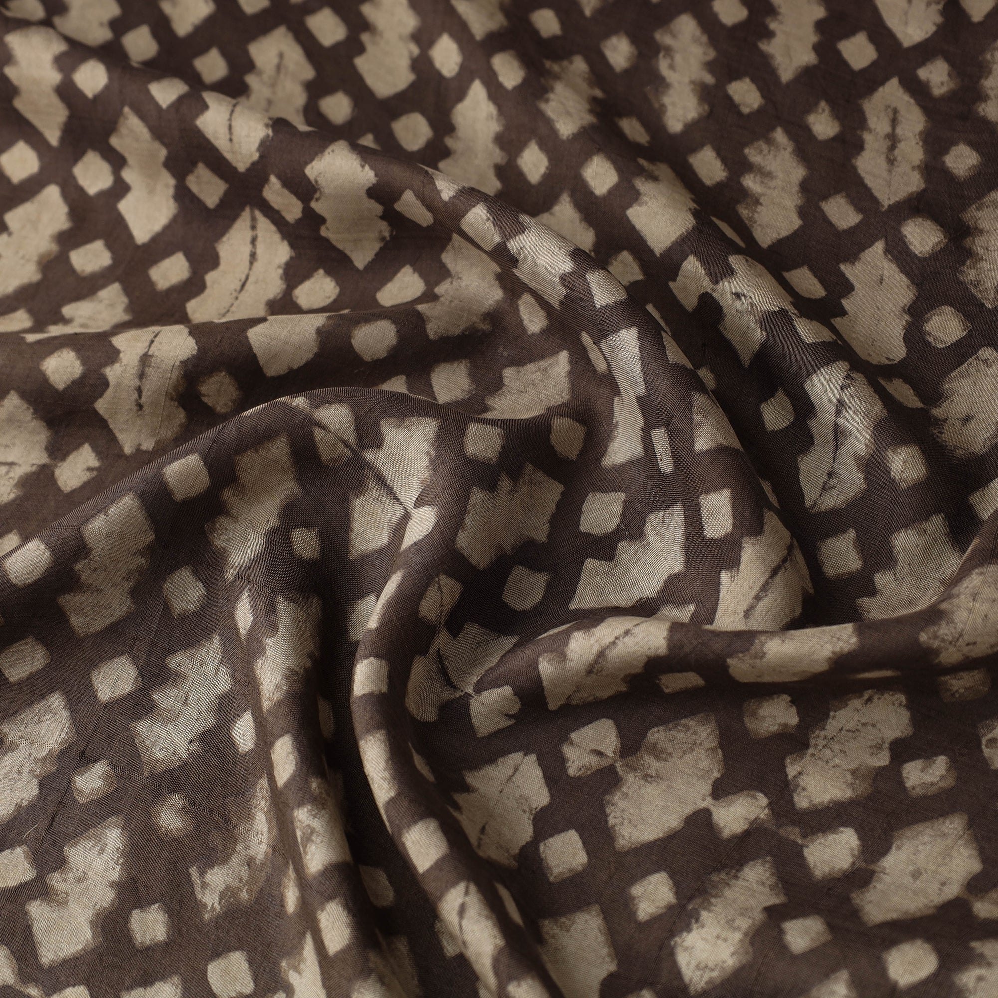 HAVELI CHRONICLES Brown - Akola Hand Block Printed Mulberry Silk Fabric 11 - view 3