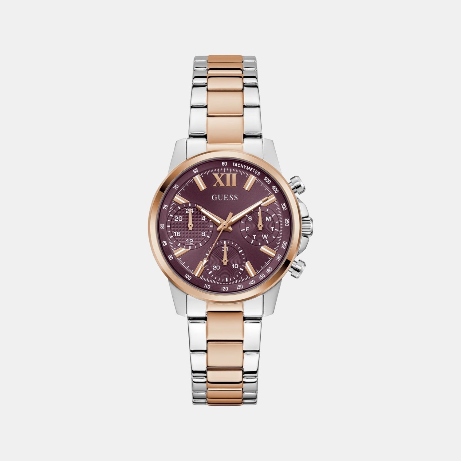 Guess Dress Women Quartz Red Dial Multi-Function Stainless Steel Watch GW0933L5