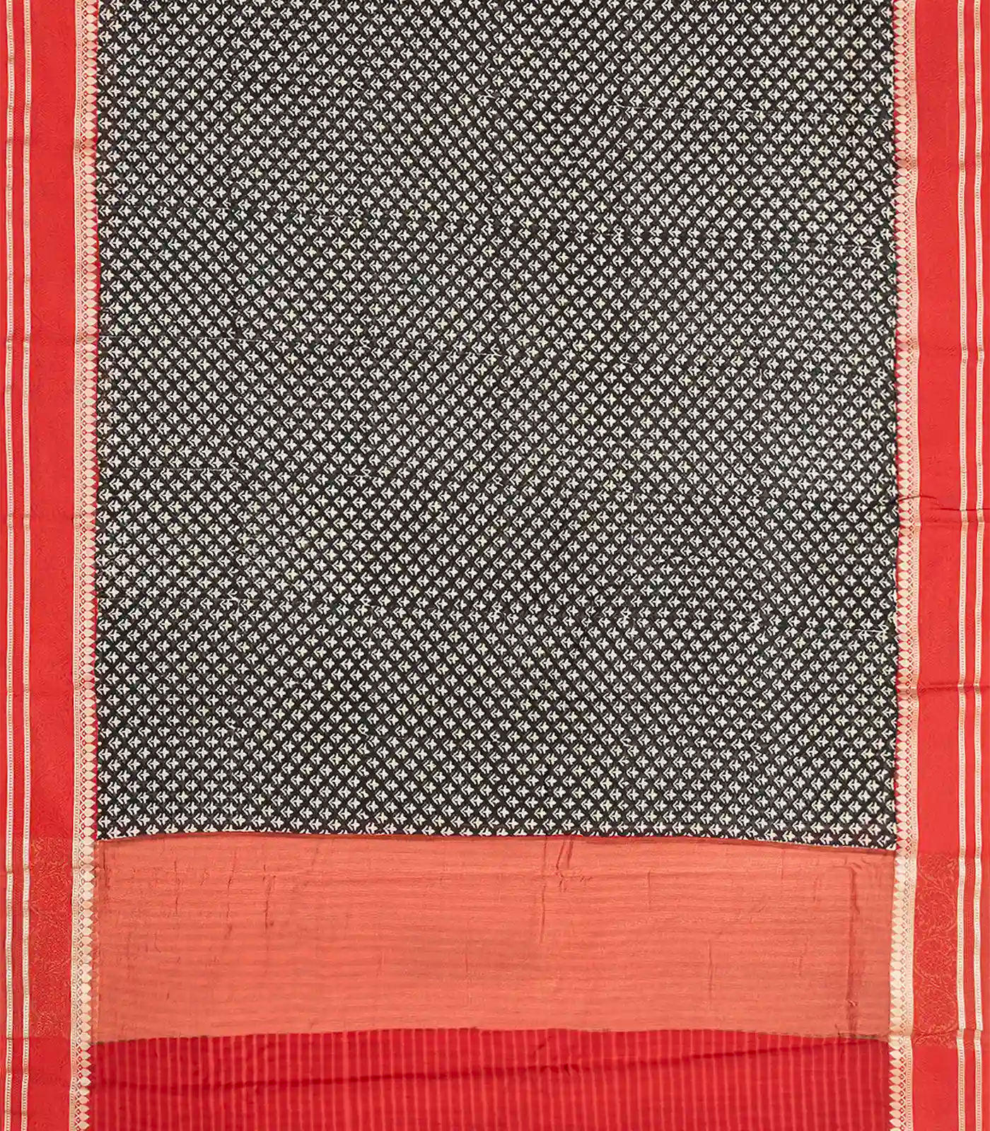 RmKV Black Chanderi Cotton Saree With Printed floral Motifs & Contrast Border-Black - view 2
