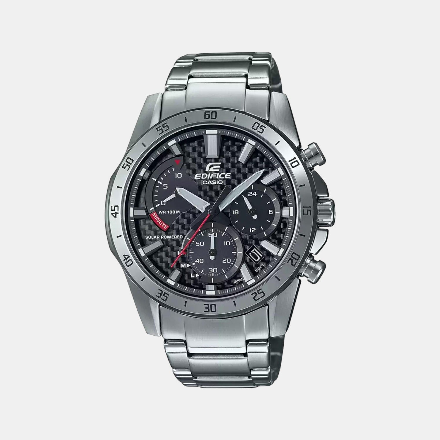 Casio Edifice Men Quartz Black Dial Chronograph Stainless Steel Watch EX532