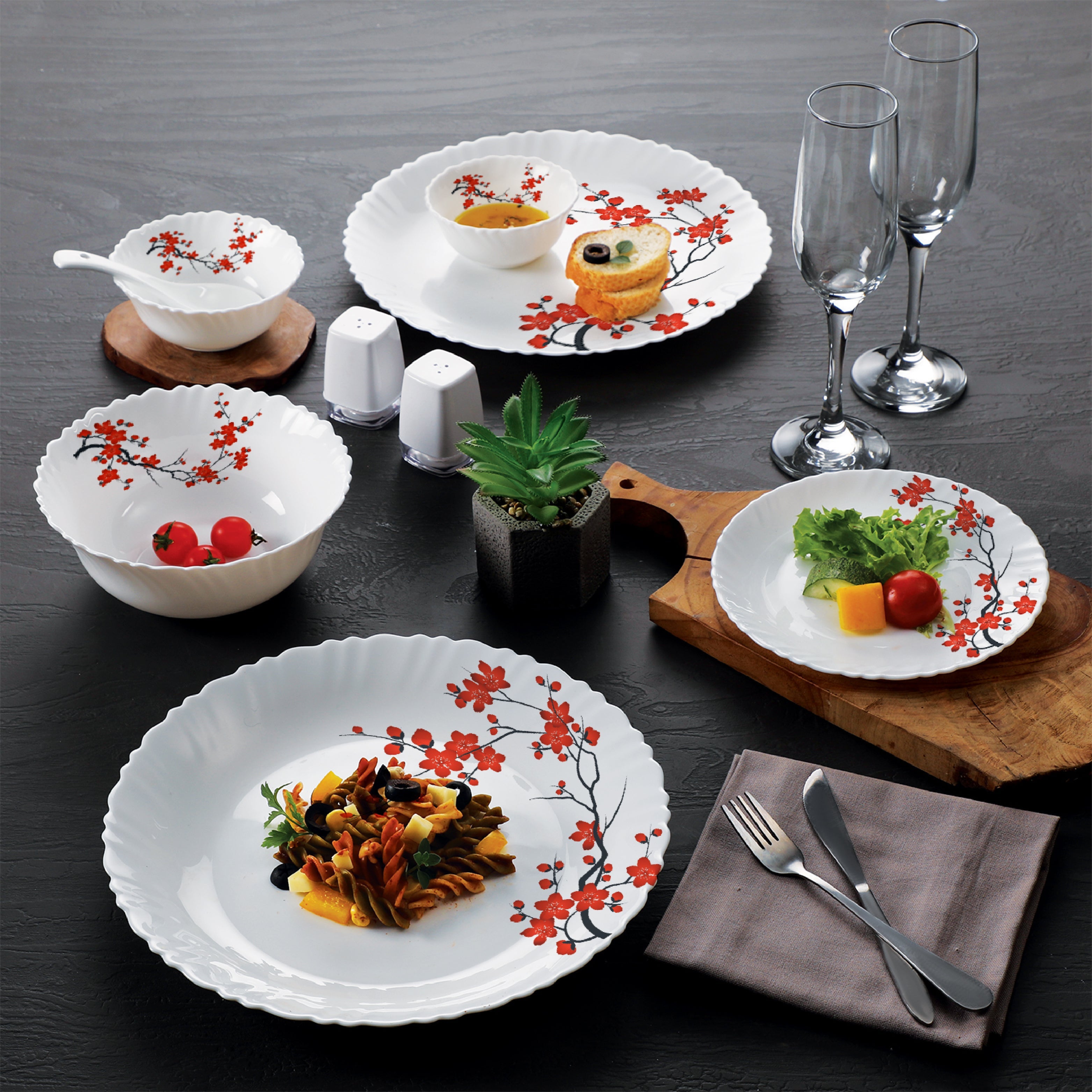 Cello Dazzle Series 37 Pieces Opalware Dinner Set for Family of 6 - view 2