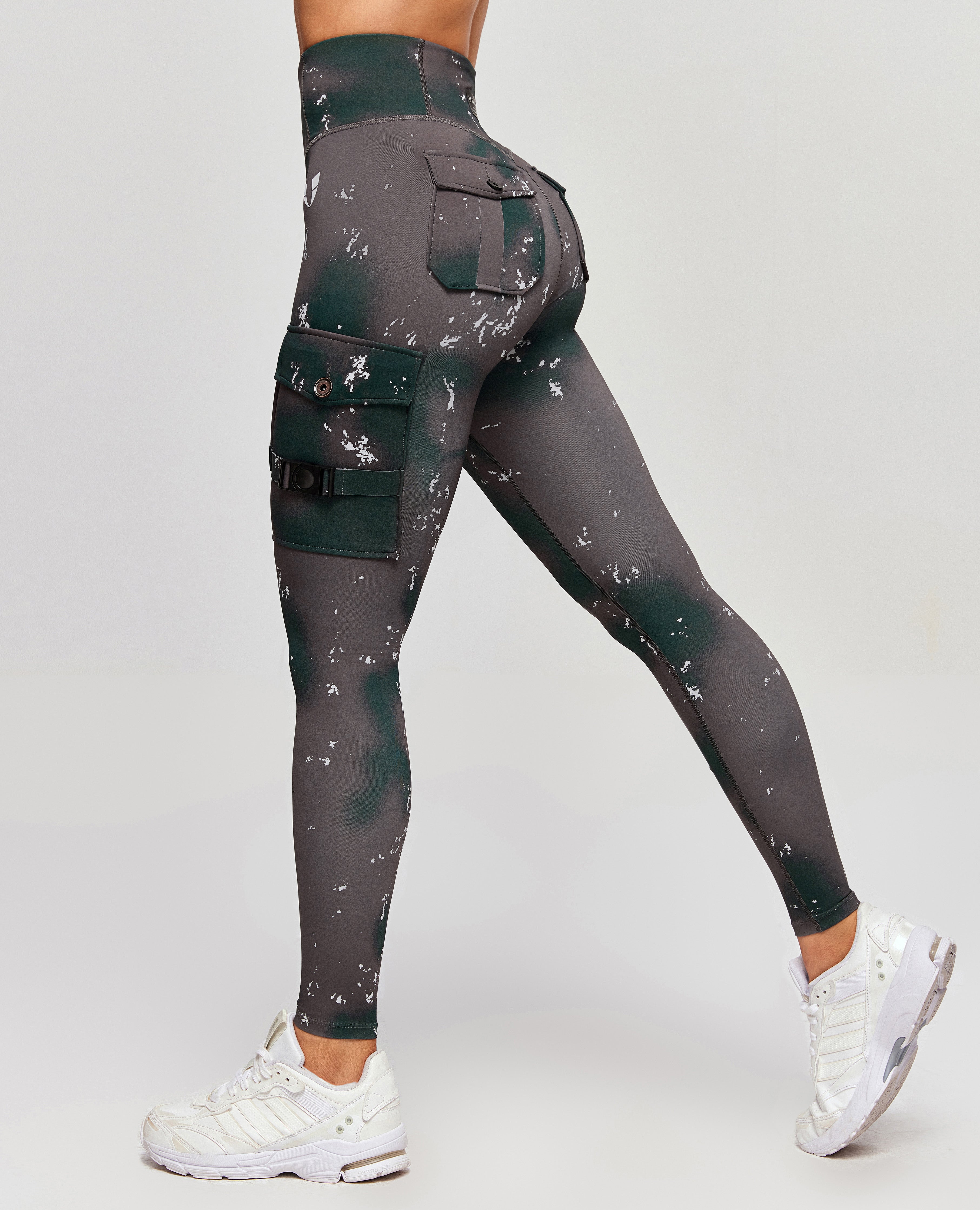 FIRM ABS Cargo Fitness Leggings - Phantom Tie Dye