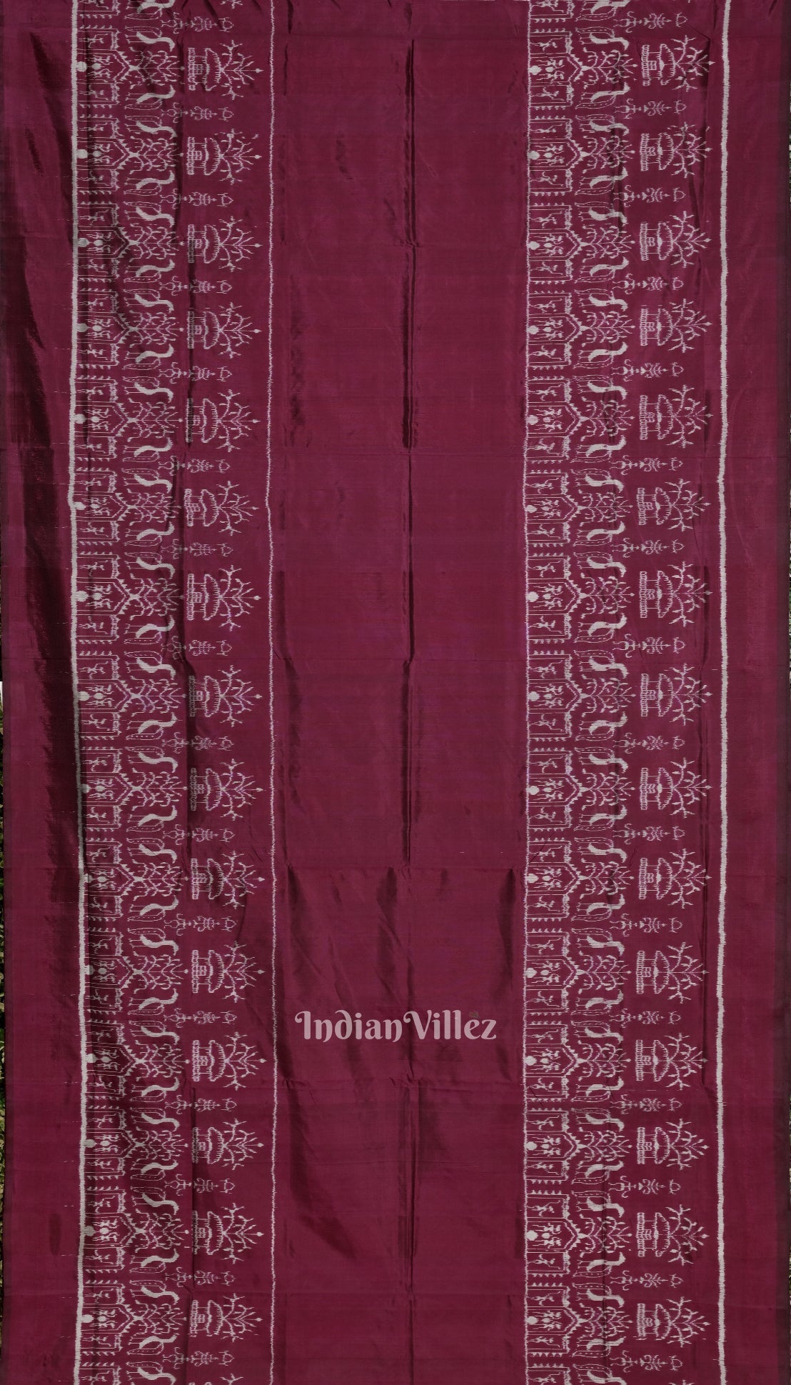 IndianVillèz Wine Color Tribal Theme Sambalpuri Silk Saree - view 3