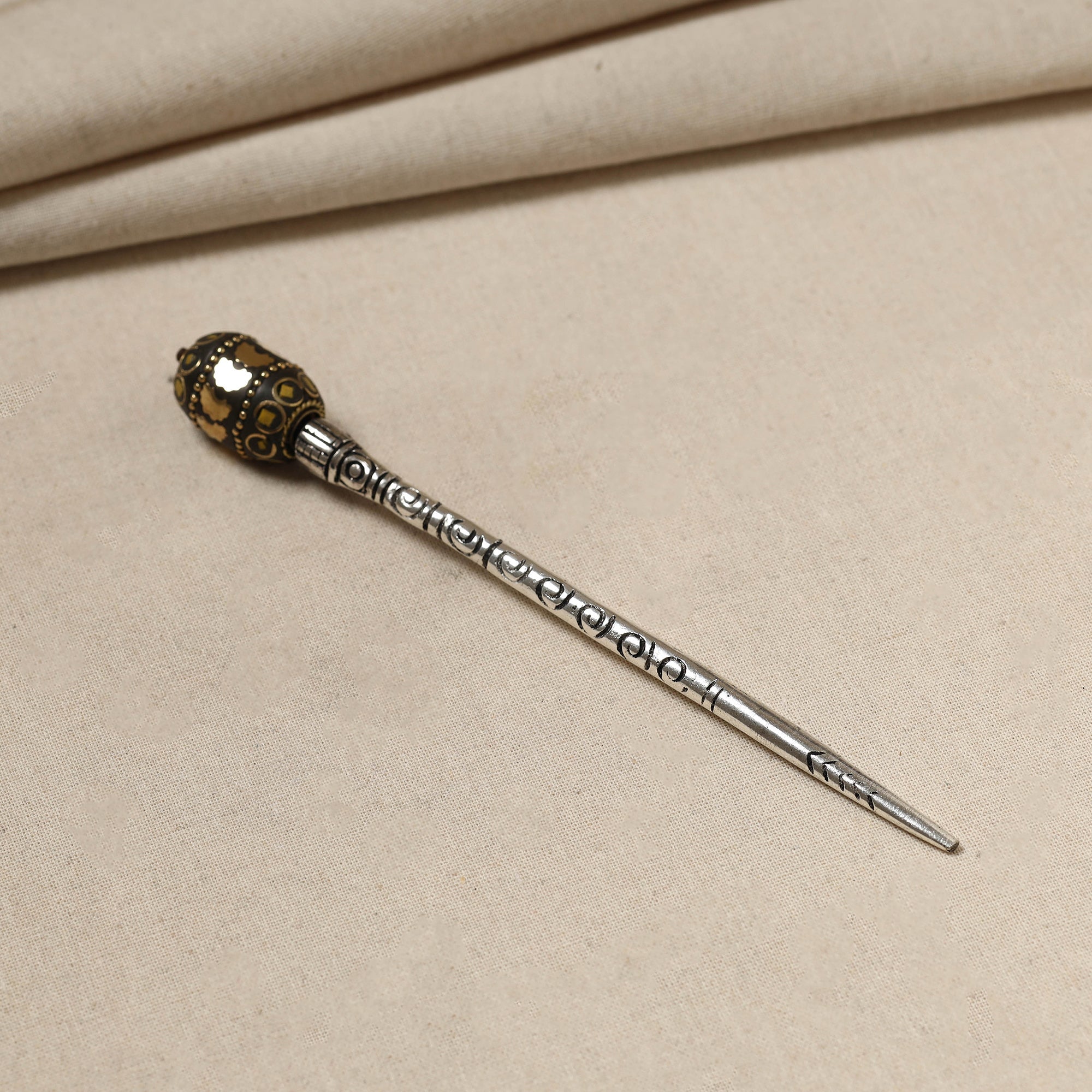 WHITE RIVER STORIES Antique Finish Oxidised German Silver Juda Stick