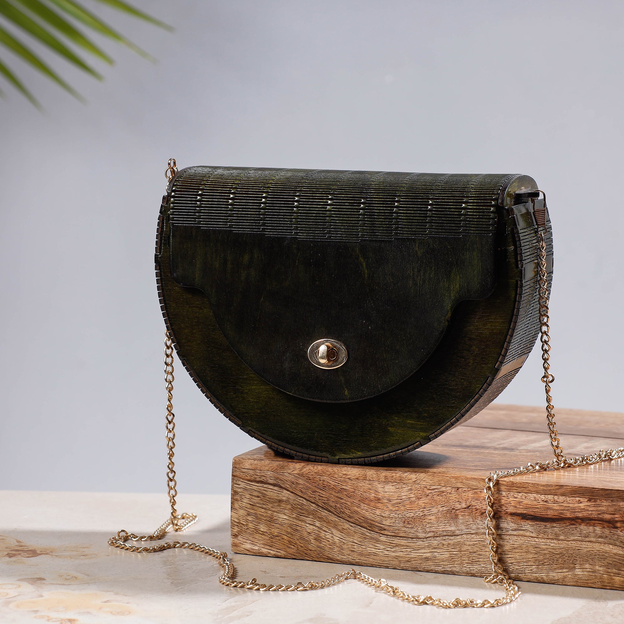 NABARD - ARTISAN CONNECT Black - Handcrafted Birch Wooden Sling Bag