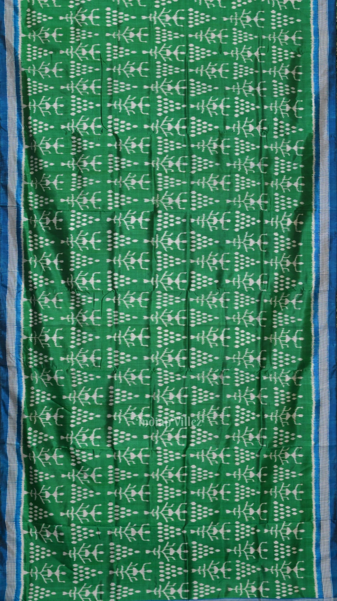 IndianVillèz Green Blue Tribal Theme Contemporary Designer Silk Saree - view 4