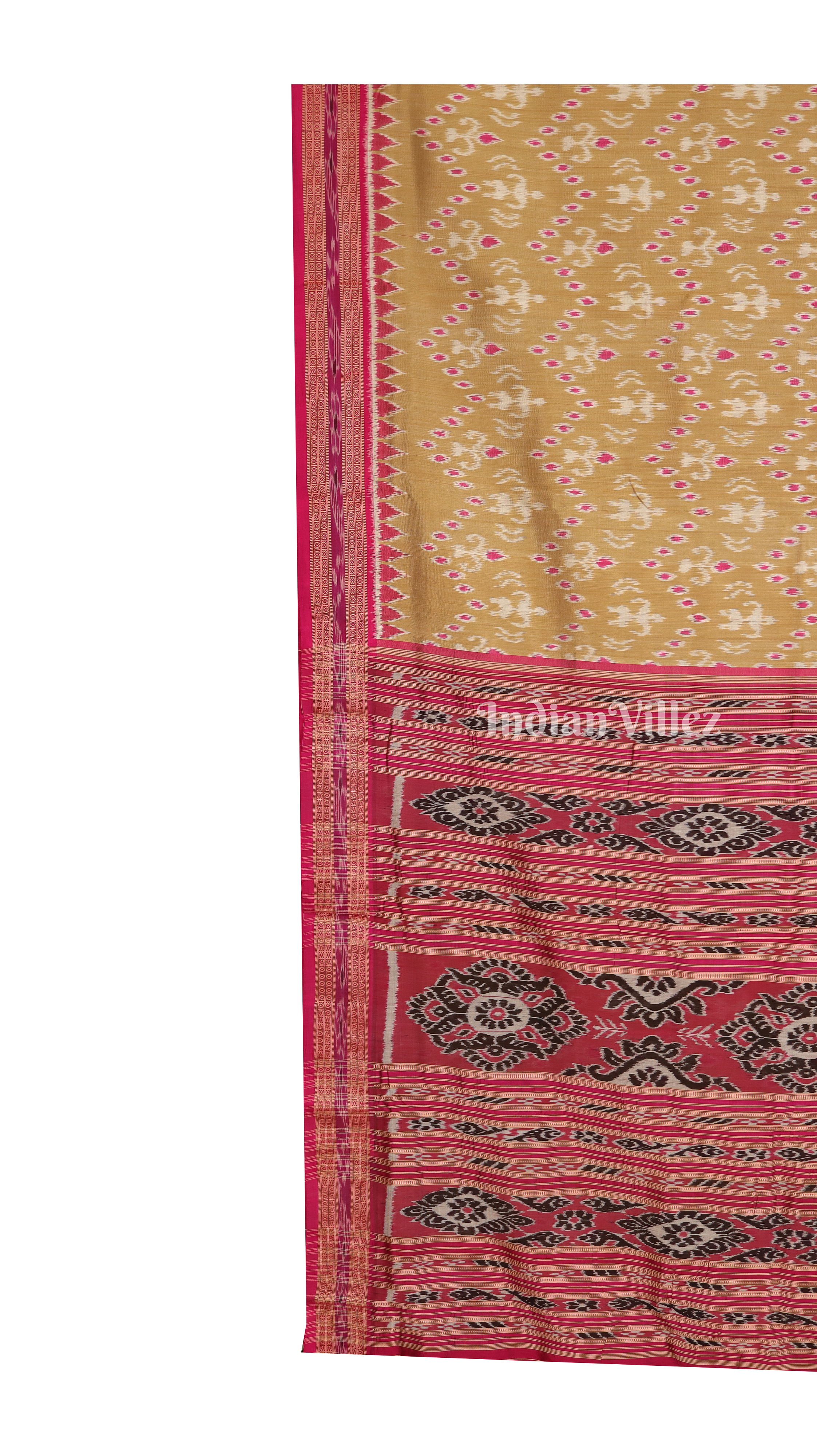 IndianVillèz Beige Odisha Handloom Khandua Silk Saree - view 3