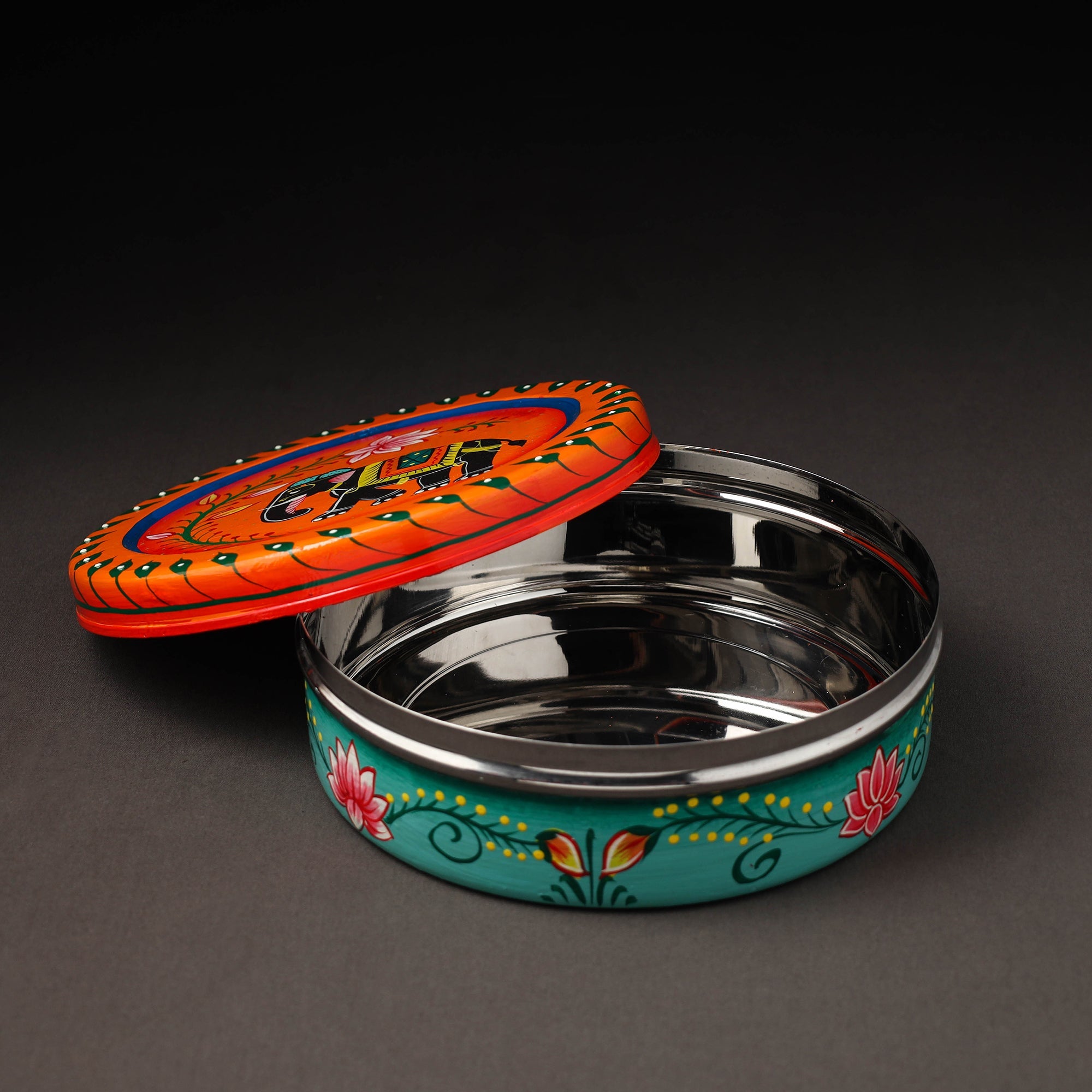 AAYAAS Banaras Handpainted Stainless Steel Roti Box 01 - view 2