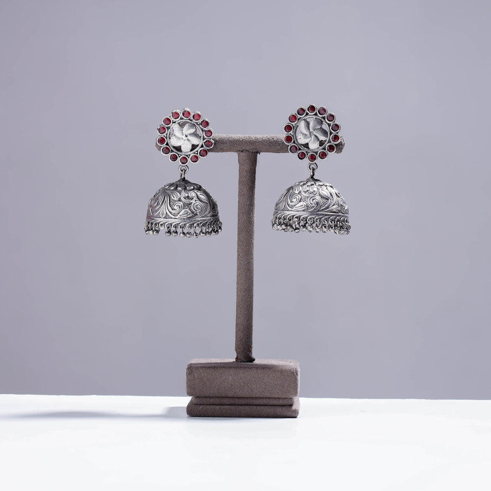 WHITE RIVER STORIES Antique Silver Finish Oxidised Brass Base Earrings