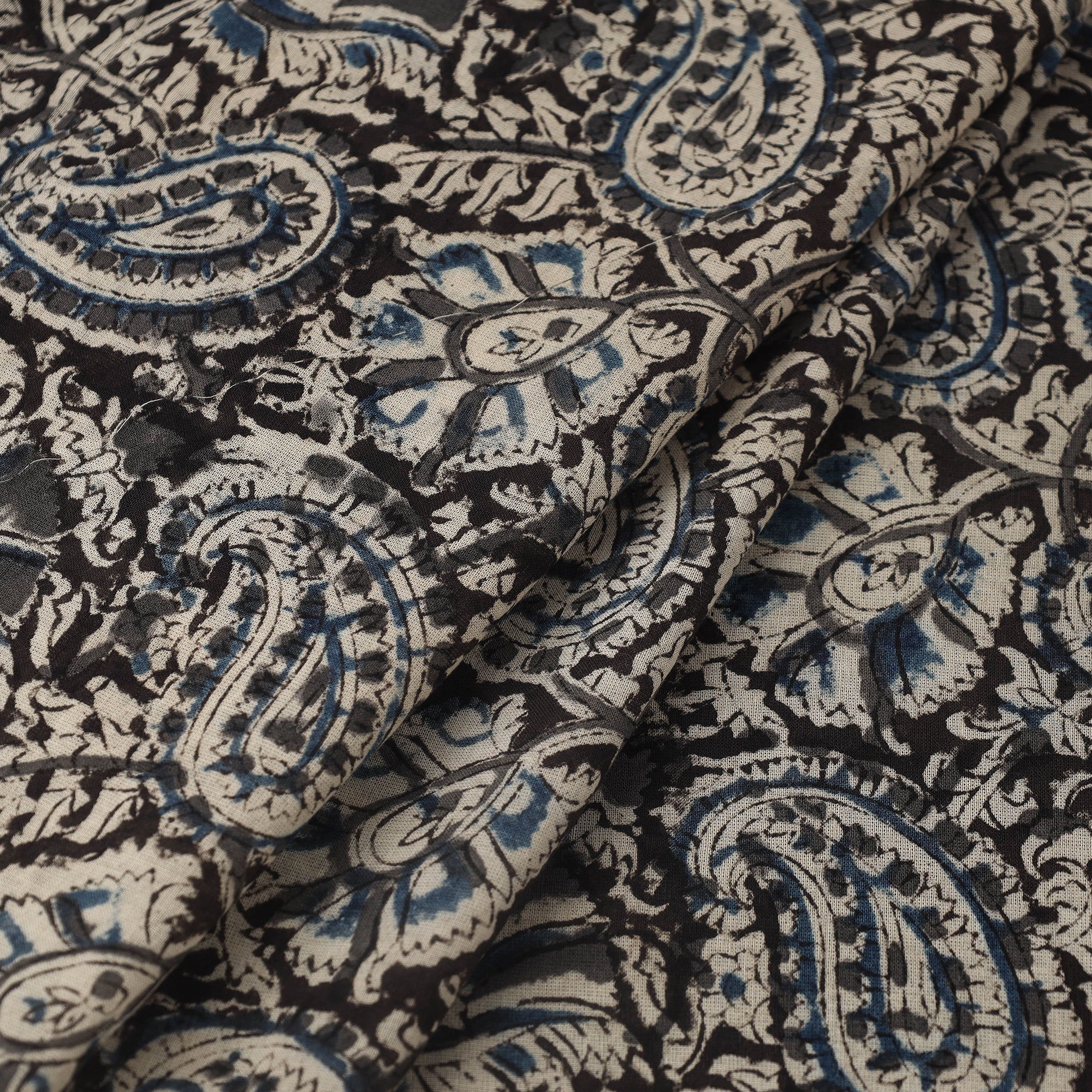 VENKATA BHANU KALAMKARI PEDANA Black - Pedana Hand Block Print Mul Cotton Kalamkari Fabric 07 - view 2