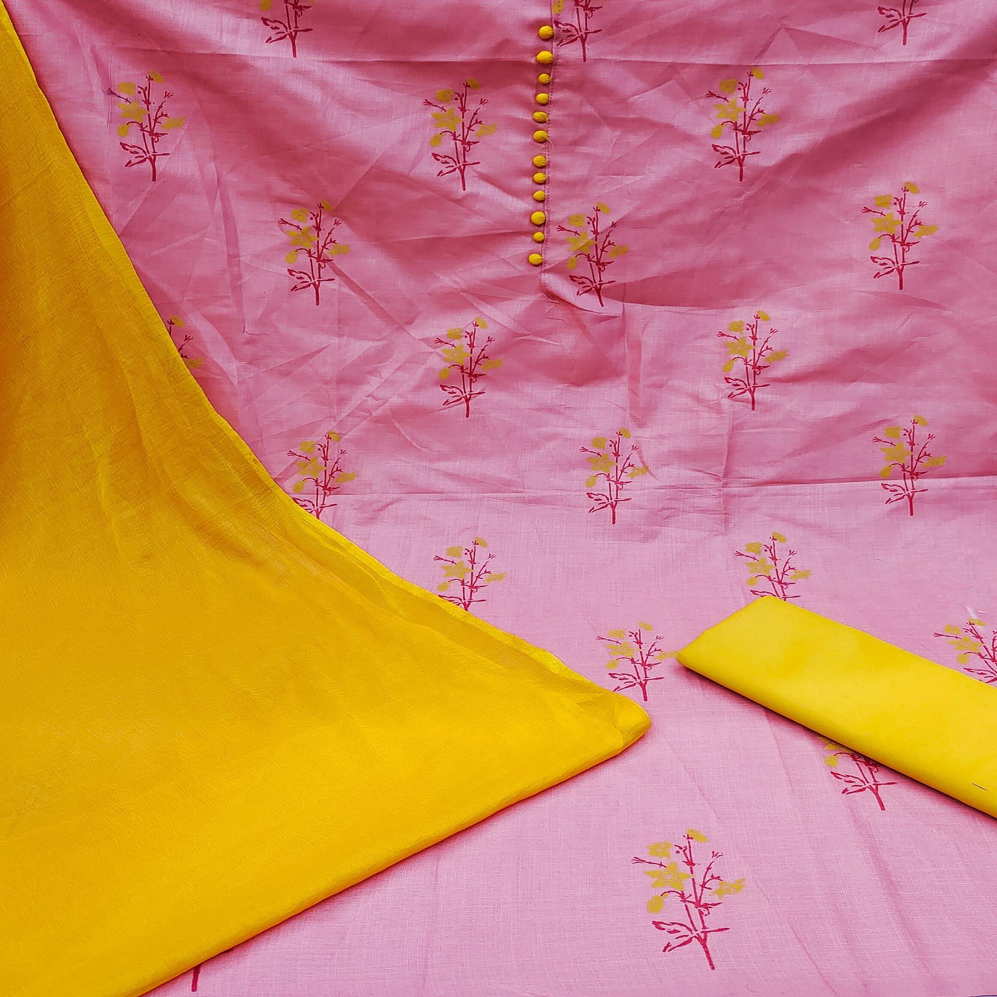 Peachmode Mauve Printed Cotton Dress Material - view 2
