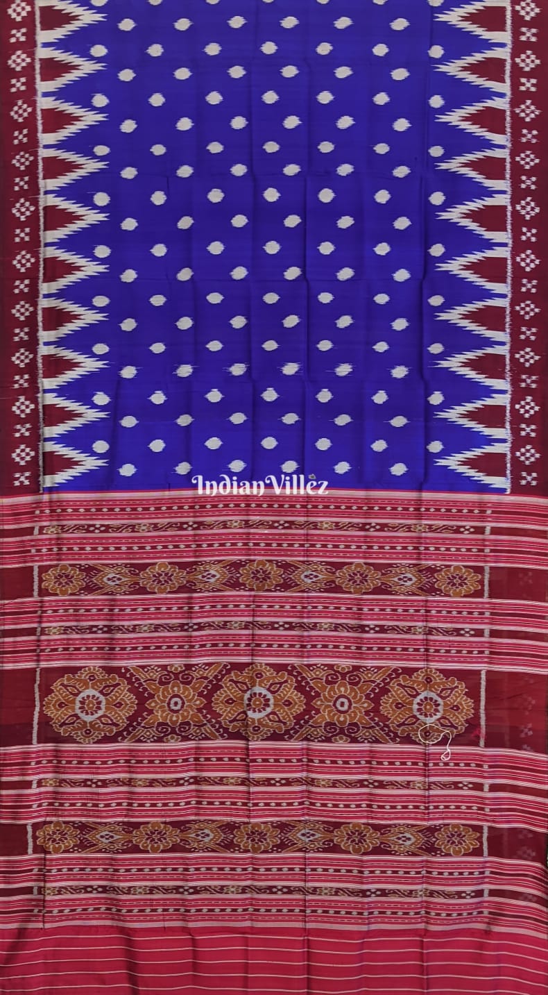 IndianVillèz Contemporary Blue Pasapali Border Odisha Ikat Silk Saree - view 2