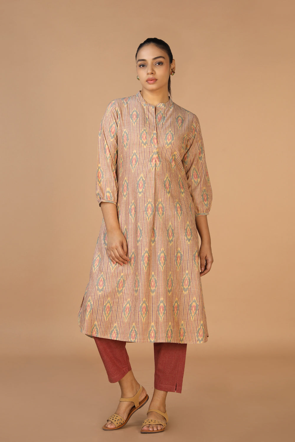 Kalanjali Ethnics Handwoven cotton Pochampally Ikat Kurta