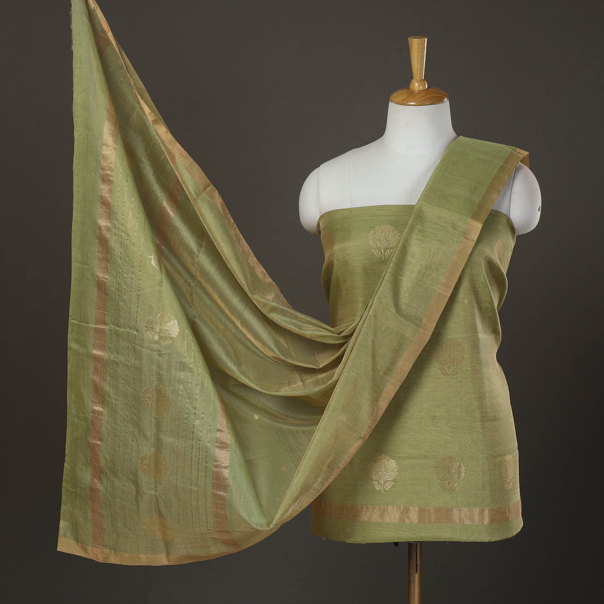 CHANDERI BY RAUPH KHAN 2pc Tissue Zari Handloom Chanderi Silk Dress Material 08