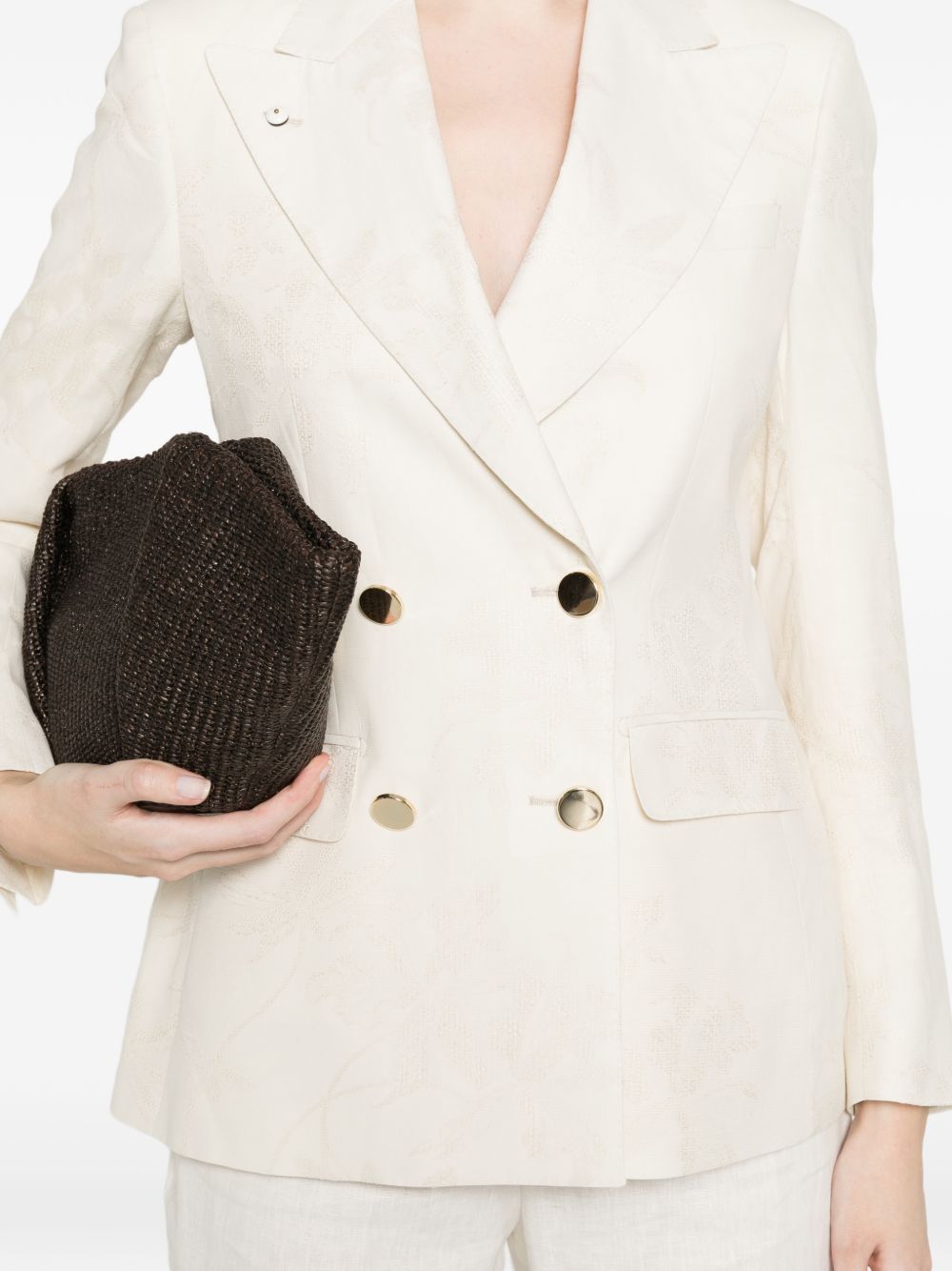 L.B.M. 1911 Linen blend double-breasted jacket - view 4