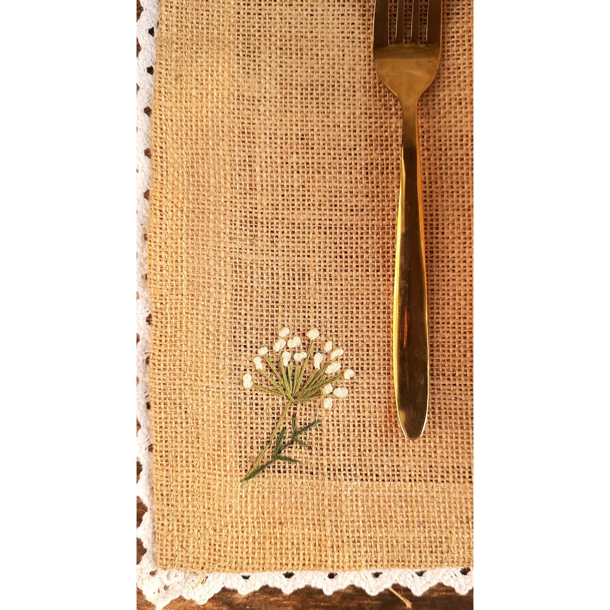 STUDIO VILASITA Beige - Embroidered Jute Table Mat - Dandelion (Set of 4) - view 2
