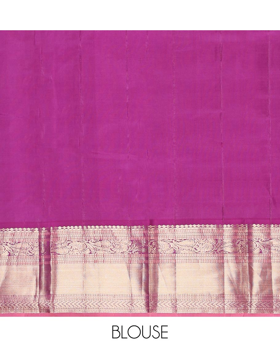 Pothys Green floral buttas silk saree with contrast border of muthu, manga , kuyil kann design & floral zari design pallu - view 5