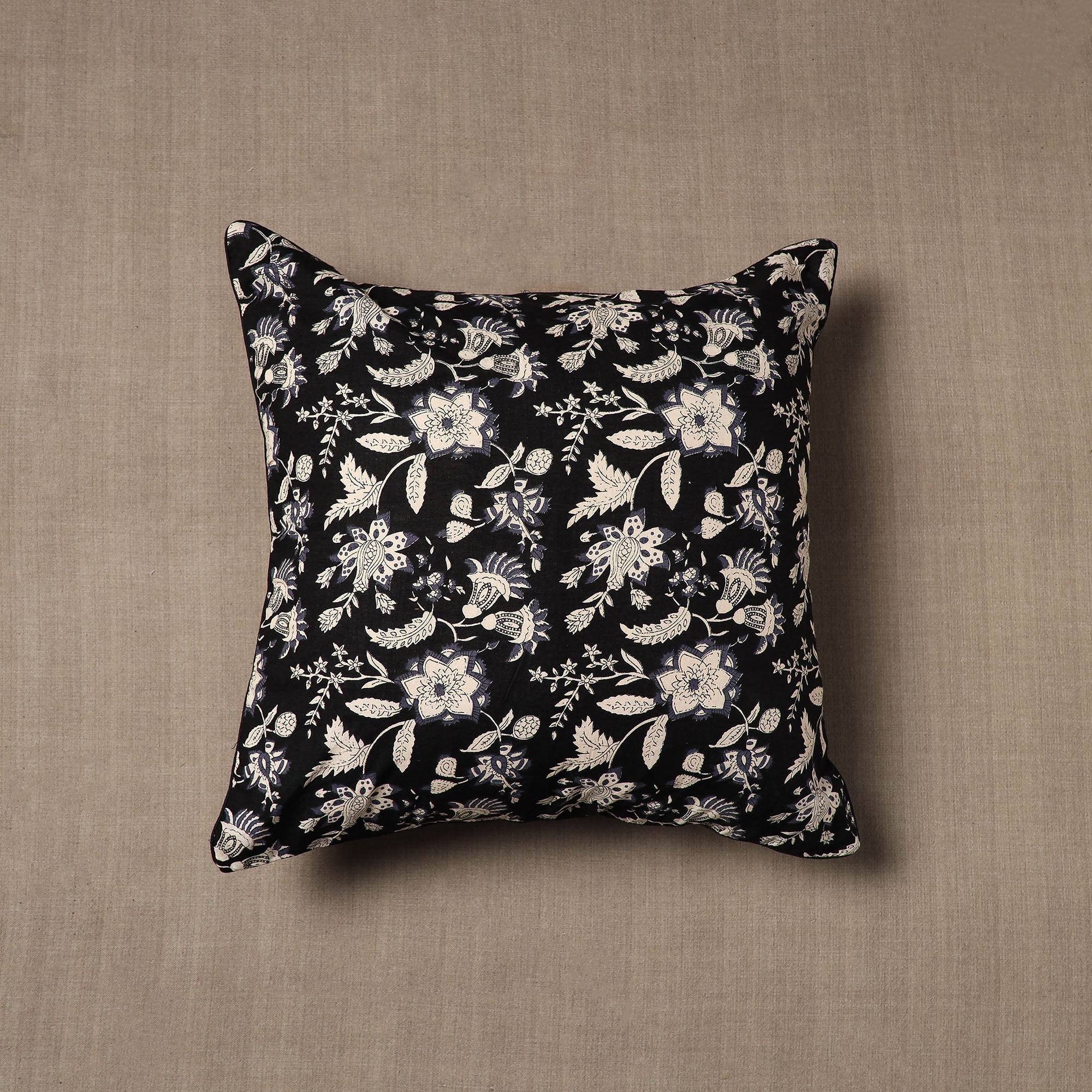 HAVELI CHRONICLES Black - Jaipur Print Cotton Cushion Cover (16 x 16 in) 22