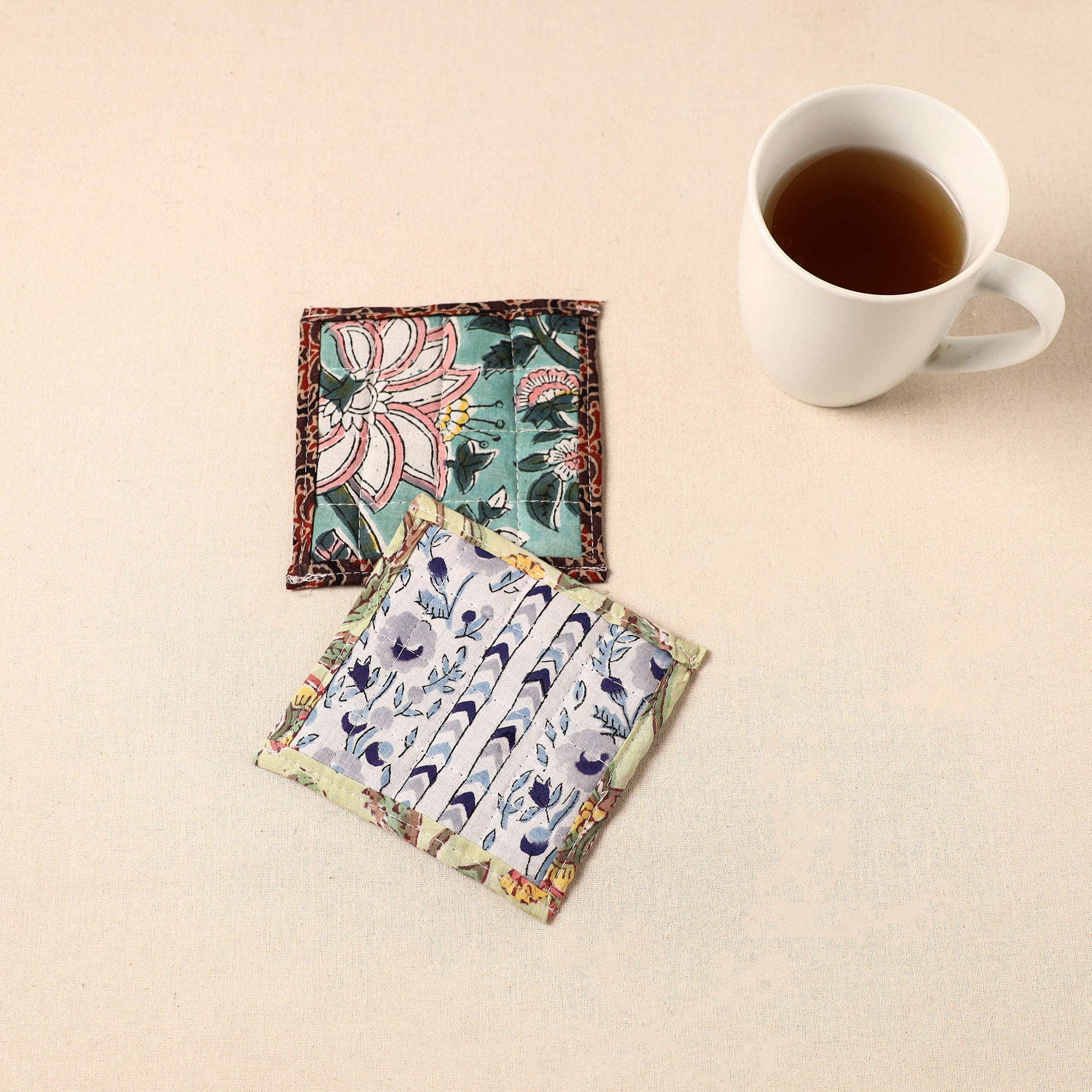 JALPARI Floral Print Cotton Quilted Coasters (Set of 2) 23 - view 2