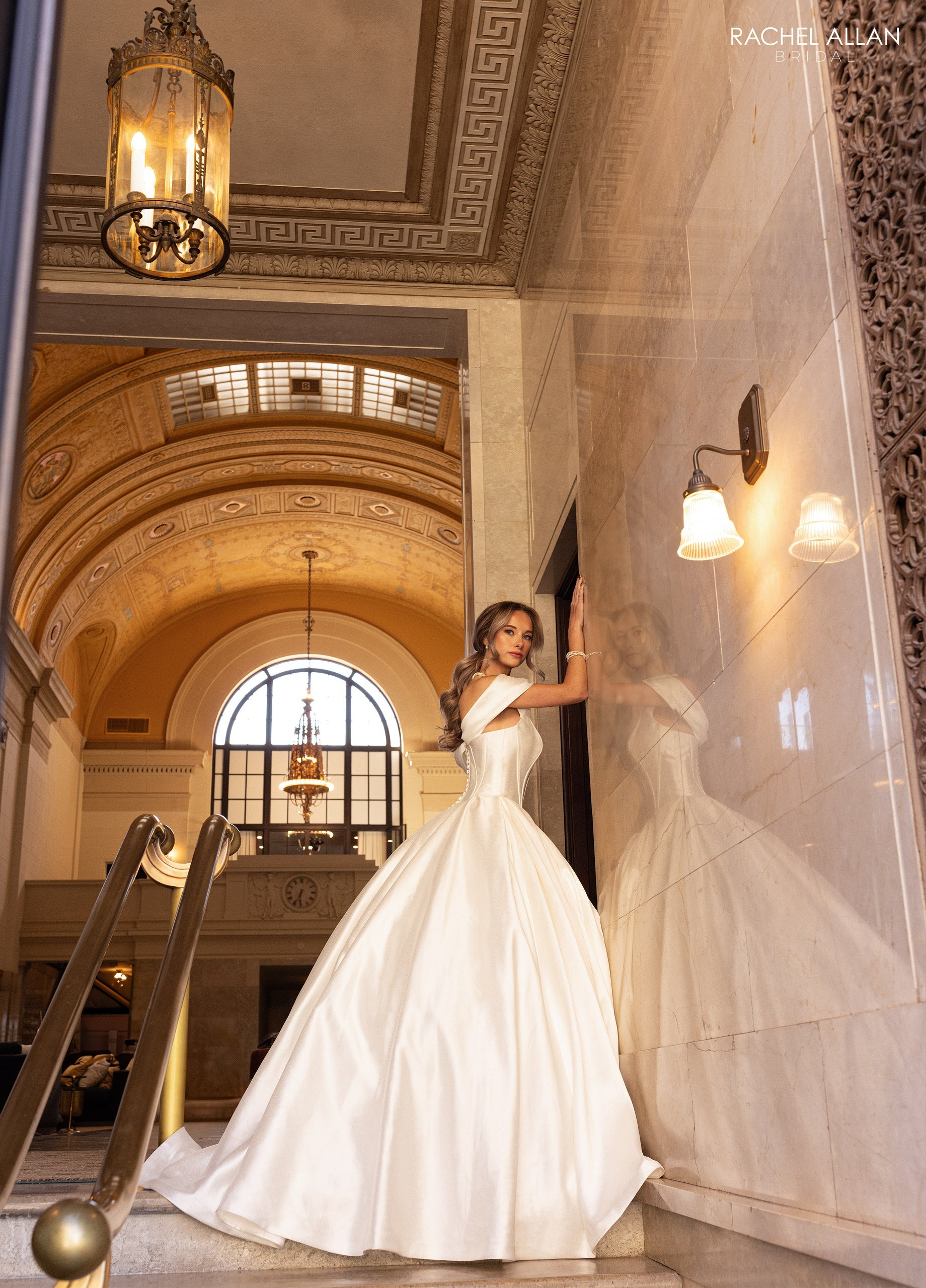 Mary's Bridal Ball Gowns Collection Mikado Off Shoulder Bridal Gown by Rachel Allan RB6162 - view 4