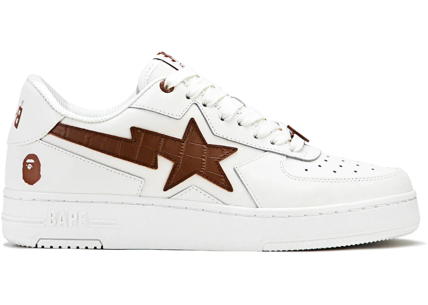 BAPE A Bathing Ape Sta Icon #1 White Brown Croc