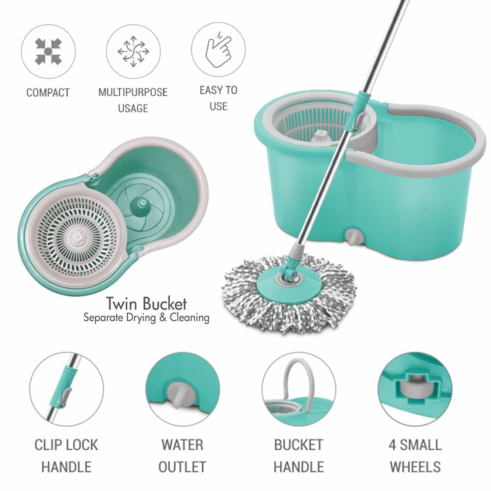 Wheely Spin Mop (Spotzero by Milton) – Aqua Green - view 3